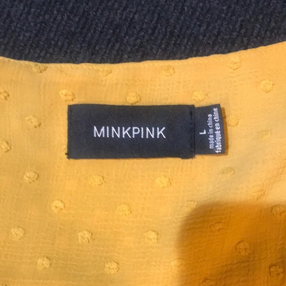 MINKPINK Smocked Long Puff Sleeve Crop Top Elastic Waist-& Square Tie Neck-L - Picture 11 of 11